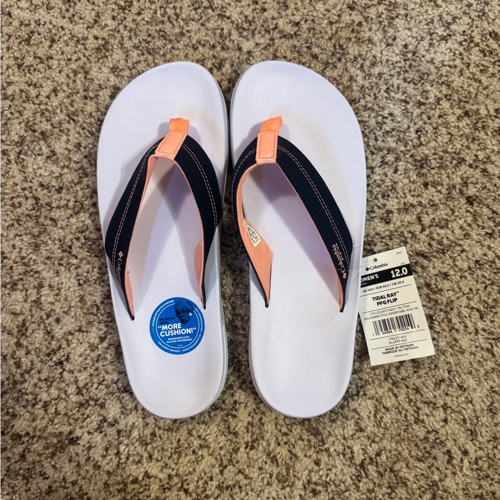 Columbia White and Pink Flip Flops